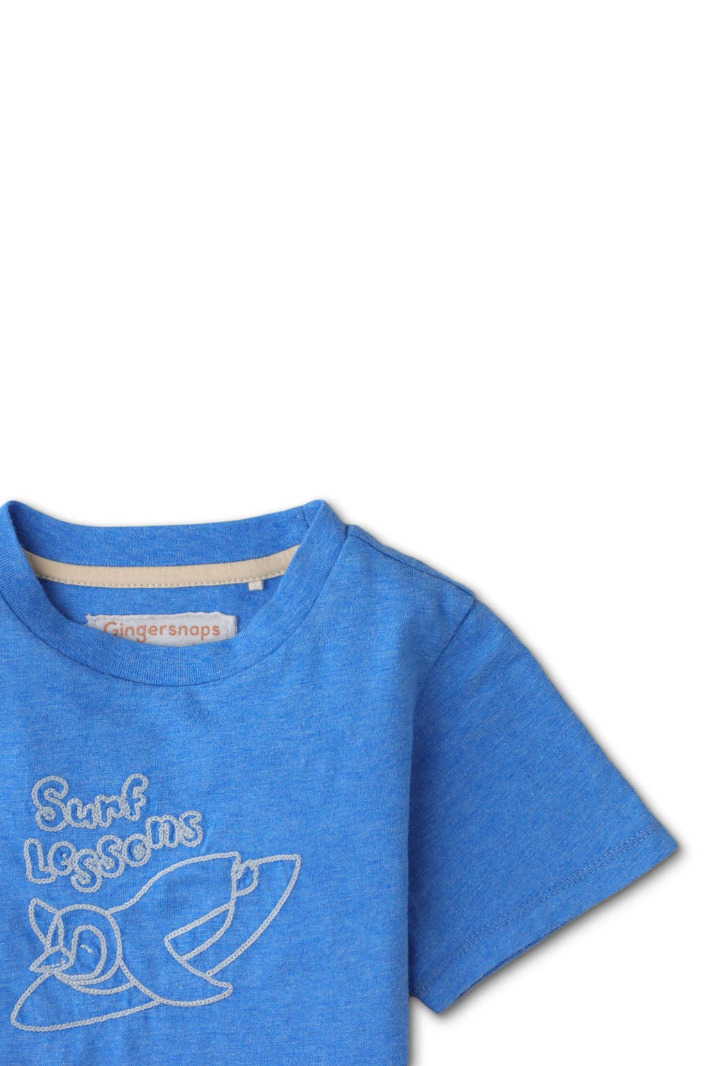 جينجرسنابس تيشيرت مطرز نص كم بياقة دائرية أطفالي ولاد أزرق