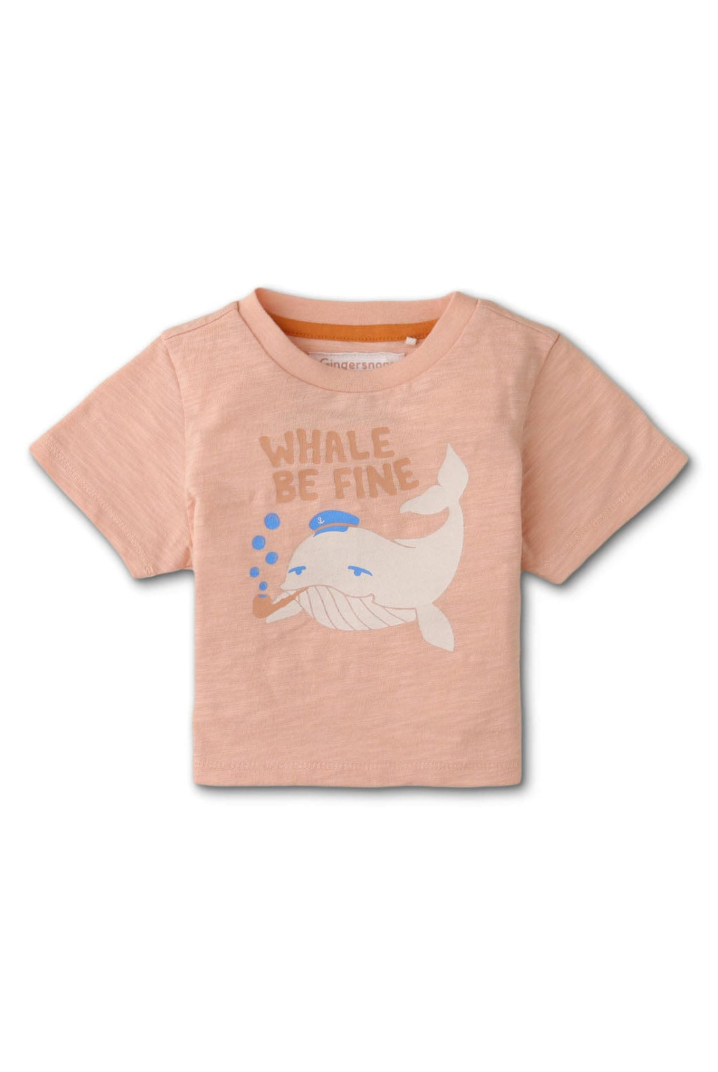 جينجرسنابس تيشيرت بطبعة أمامية نص كم بياقة دائرية بيبي أولاد خوخي