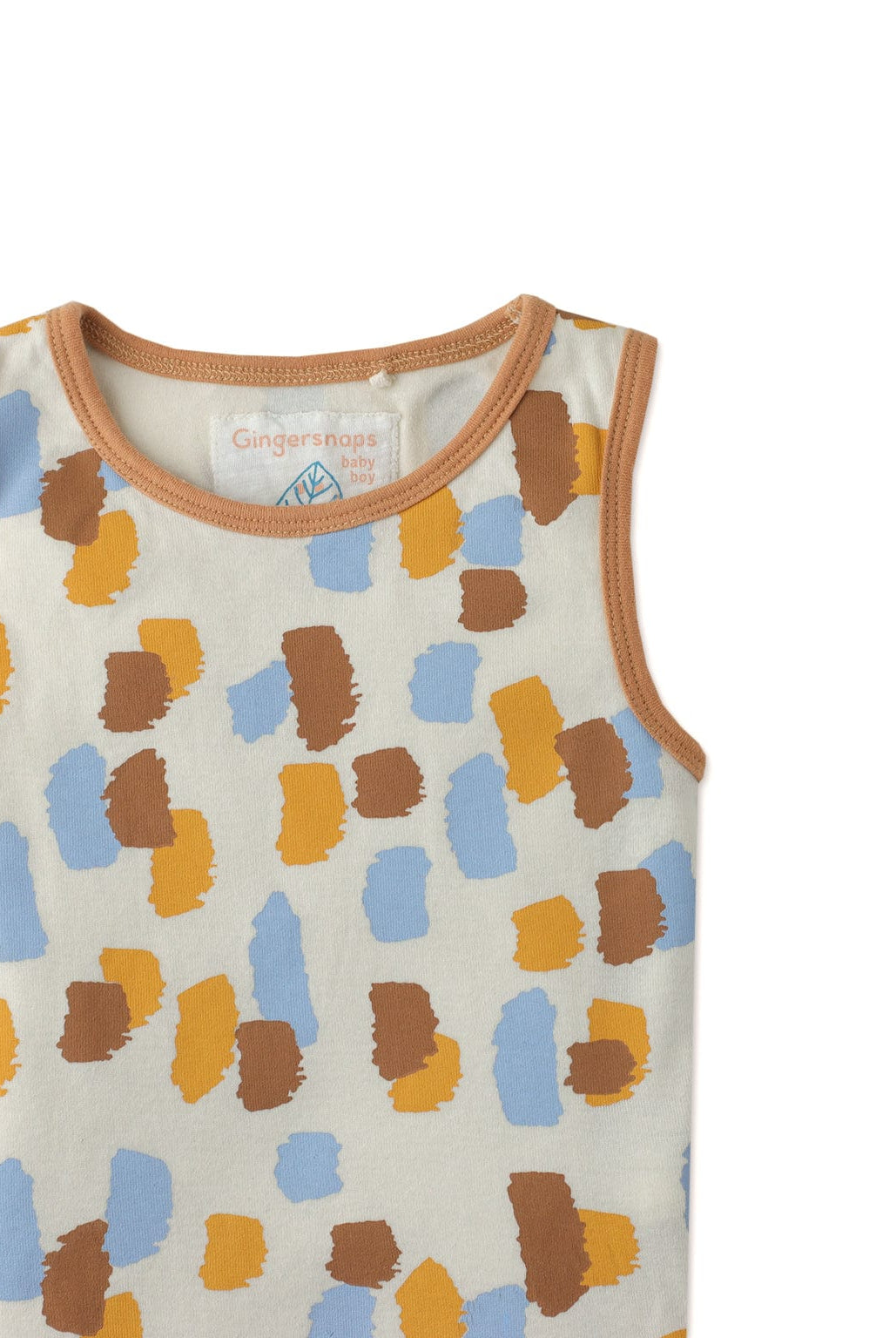 جينجرسنابس تيشيرت رضع ولادي بدون أكمام مطبوع بيج