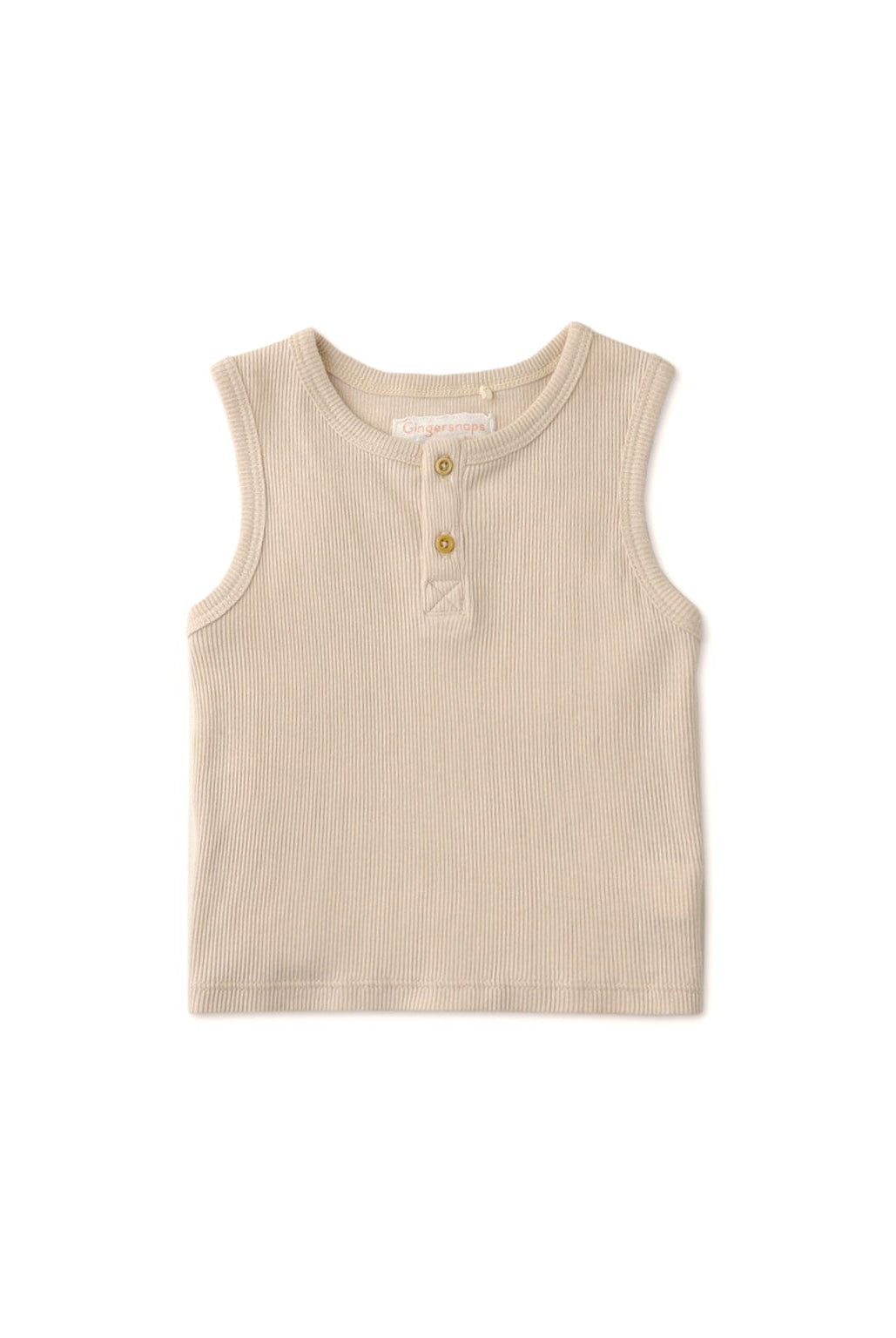 جينجرسنابس تانك توب رضع ولادي سادة مضلع بأزرار أمامية بيج