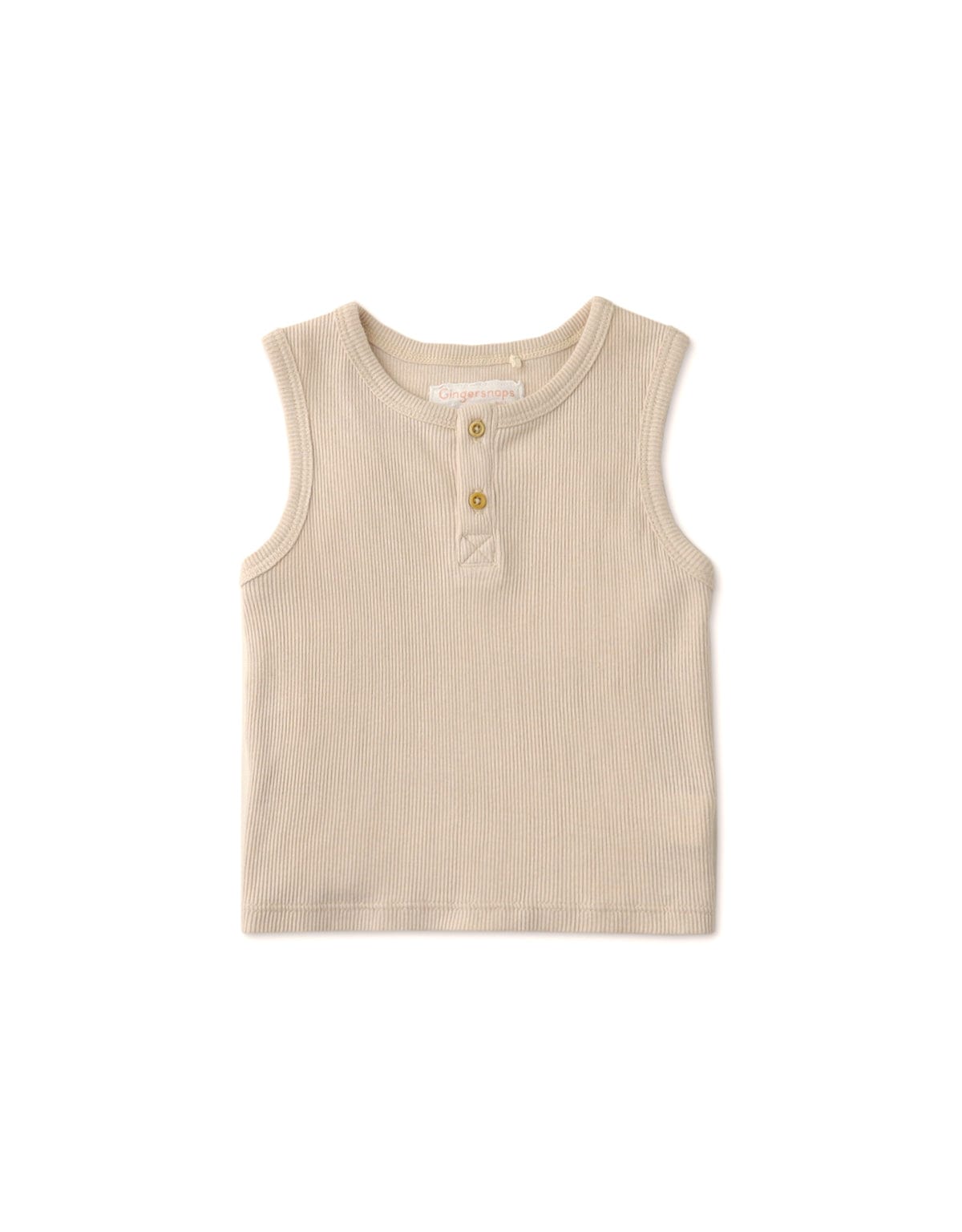 جينجرسنابس تانك توب رضع ولادي سادة مضلع بأزرار أمامية بيج