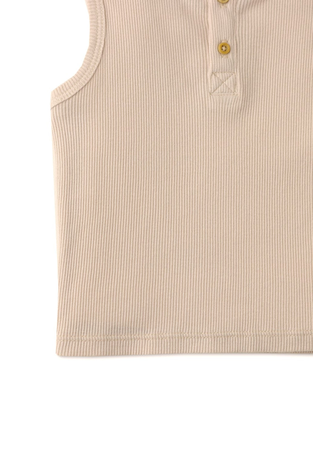 جينجرسنابس تانك توب رضع ولادي سادة مضلع بأزرار أمامية بيج