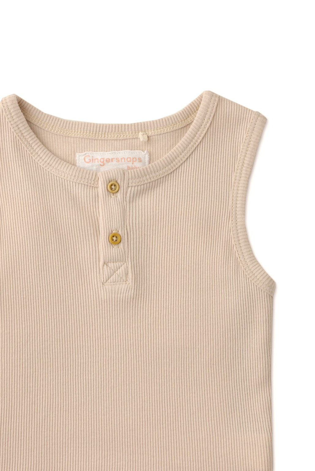 جينجرسنابس تانك توب رضع ولادي سادة مضلع بأزرار أمامية بيج