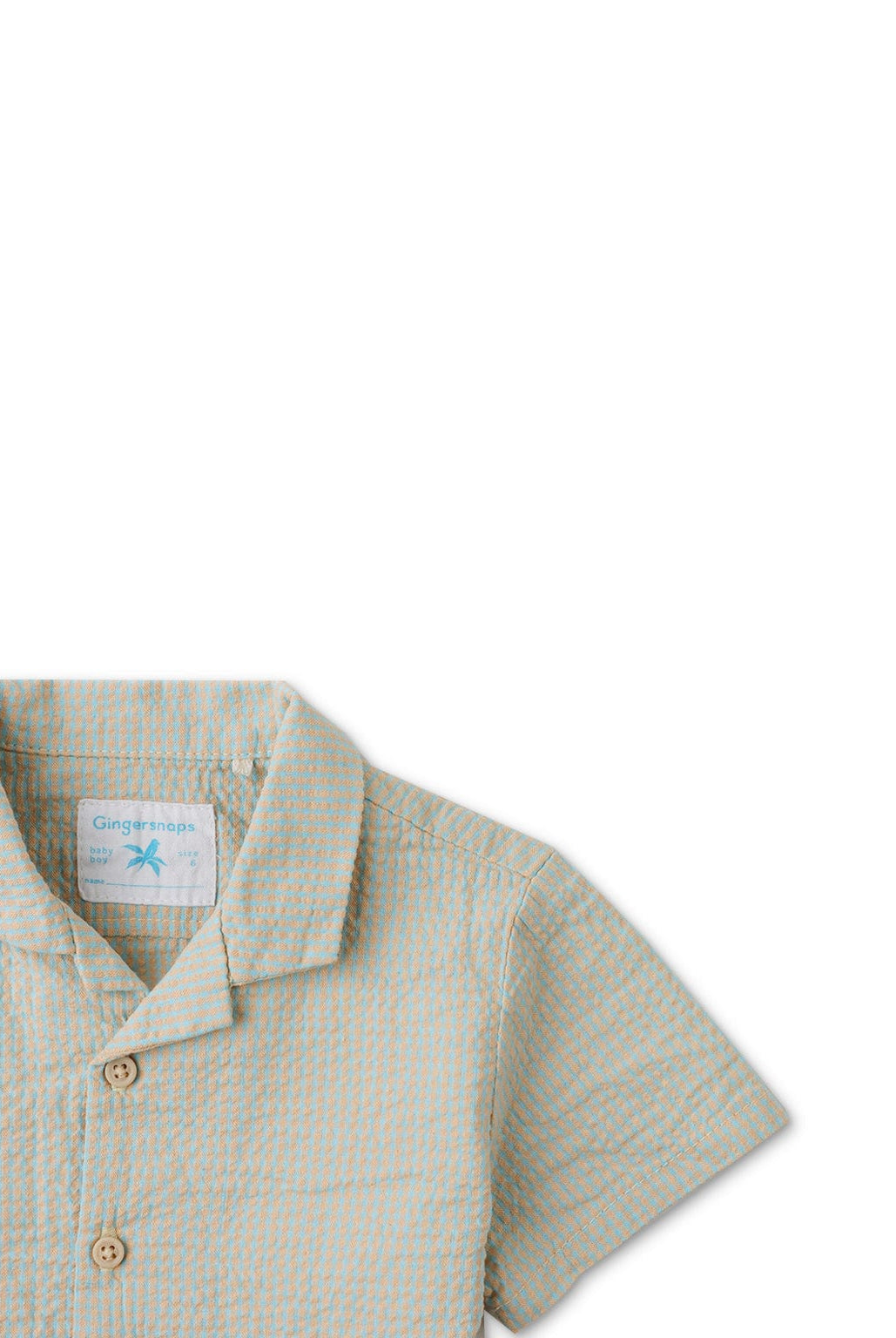 جينجرسنابس قميص بولو سادة بأزرار أمامية أطفال ولادي رضع نص كم أزرق فيروزي