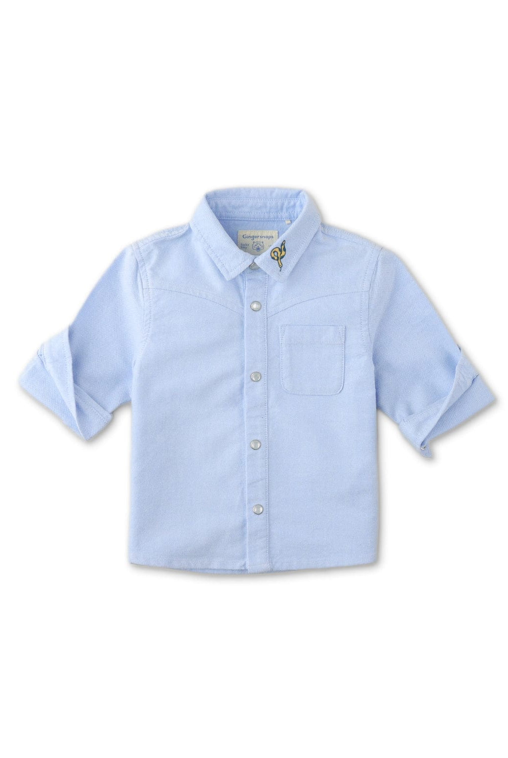 جينجرسنابس قميص ولادي اطفالي سادة بجيب عالجنب أزرق