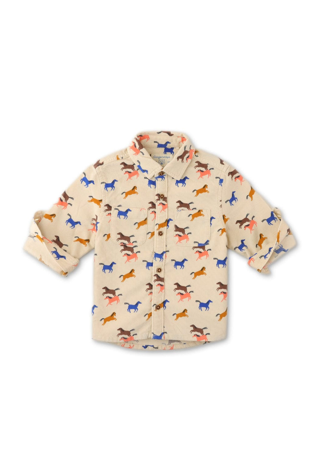 جينجرسنابس قميص ولادي اطفالي كمنقوش برسمة حصان بيج