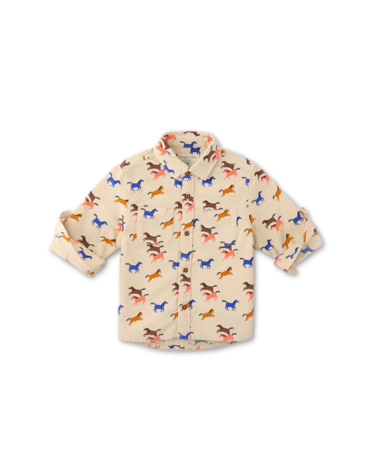 جينجرسنابس قميص ولادي اطفالي كمنقوش برسمة حصان بيج