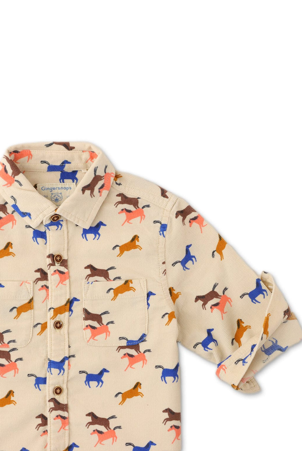 جينجرسنابس قميص ولادي اطفالي كمنقوش برسمة حصان بيج