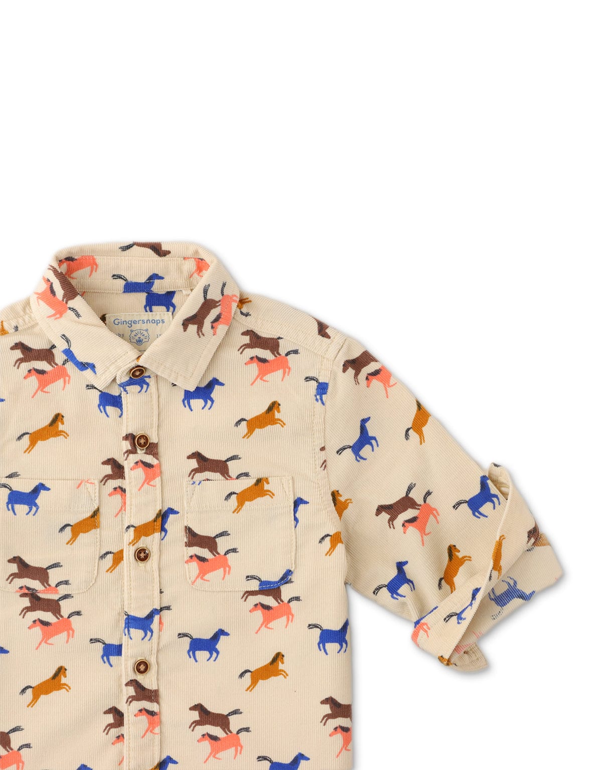 جينجرسنابس قميص ولادي اطفالي كمنقوش برسمة حصان بيج