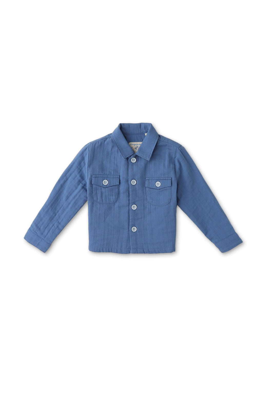 جينجرسنابس قميص بولو منسوج للأولاد الرضع كم طويل أزرق