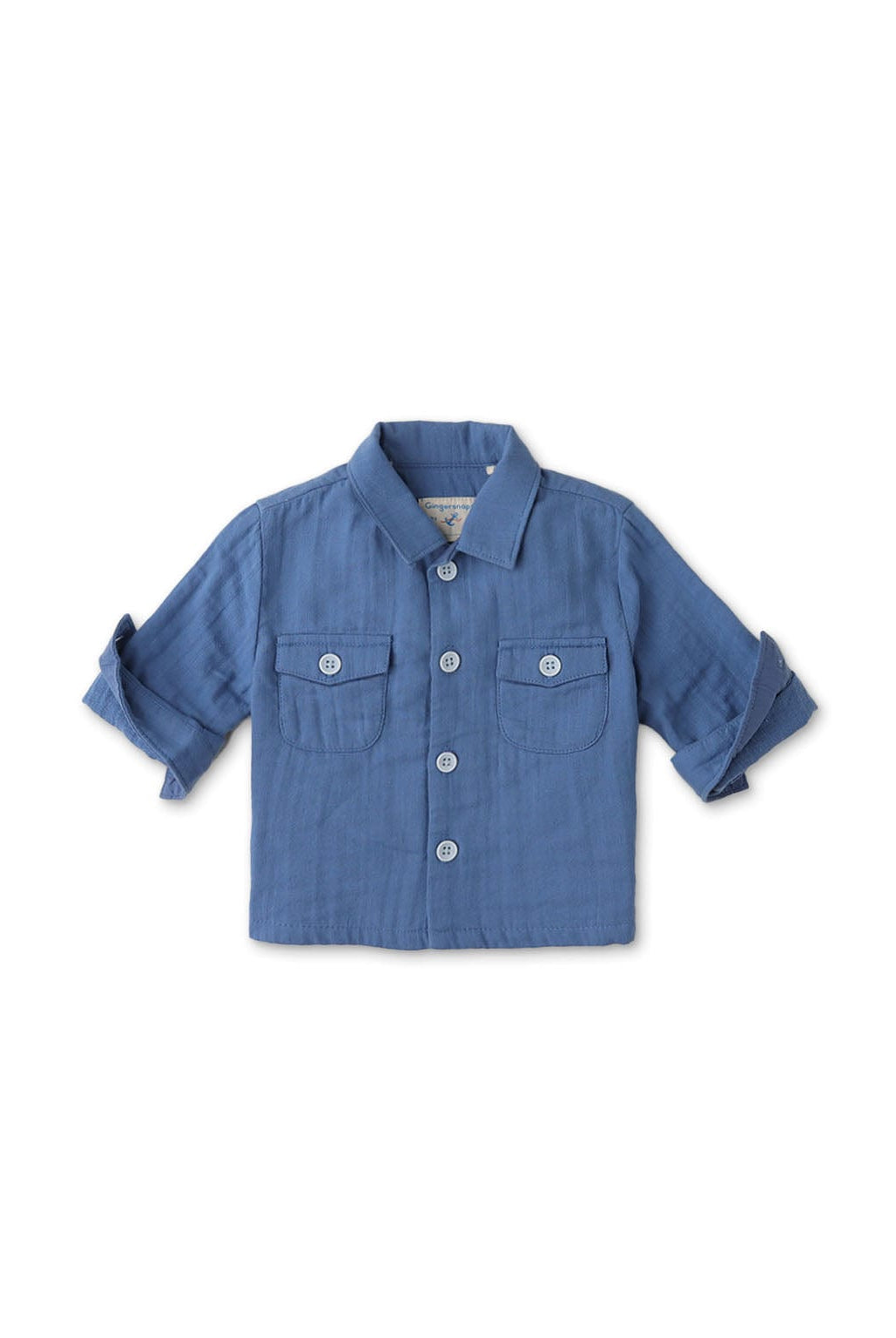 جينجرسنابس قميص بولو منسوج للأولاد الرضع كم طويل أزرق