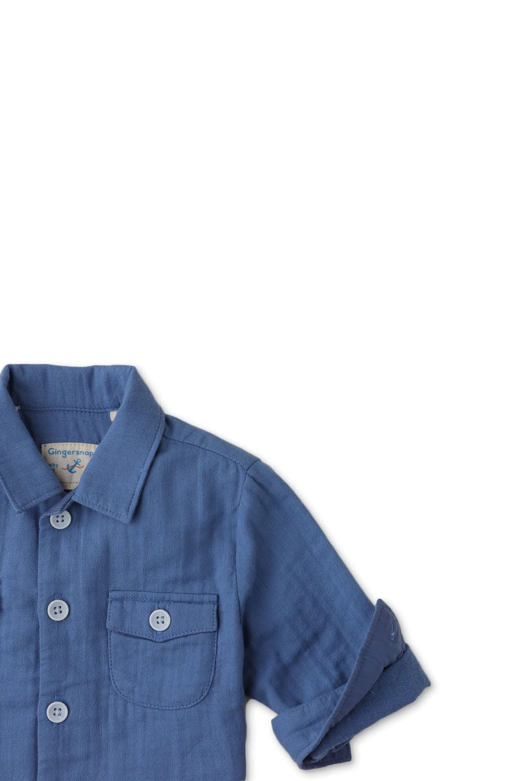 جينجرسنابس قميص بولو منسوج للأولاد الرضع كم طويل أزرق