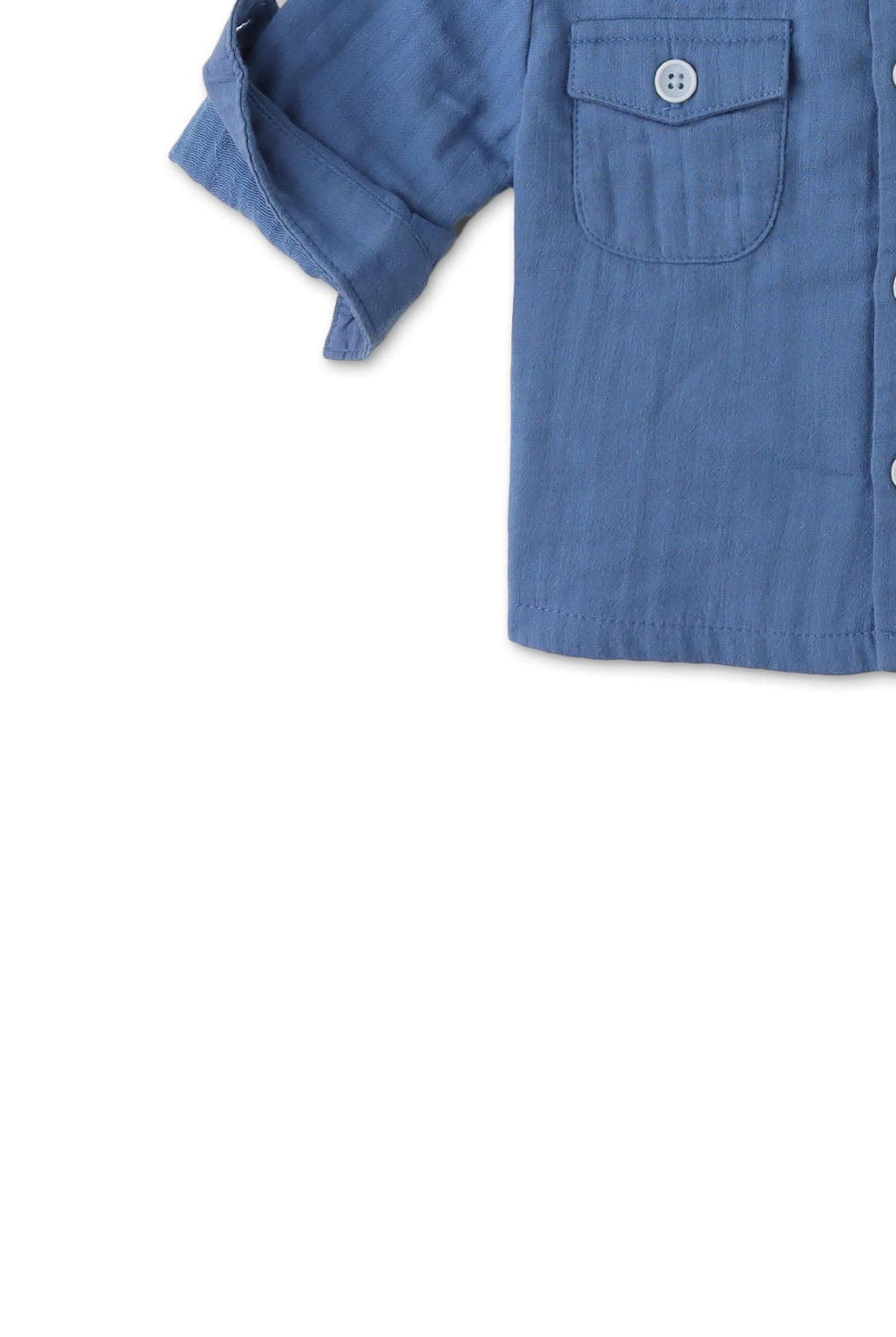 جينجرسنابس قميص بولو منسوج للأولاد الرضع كم طويل أزرق