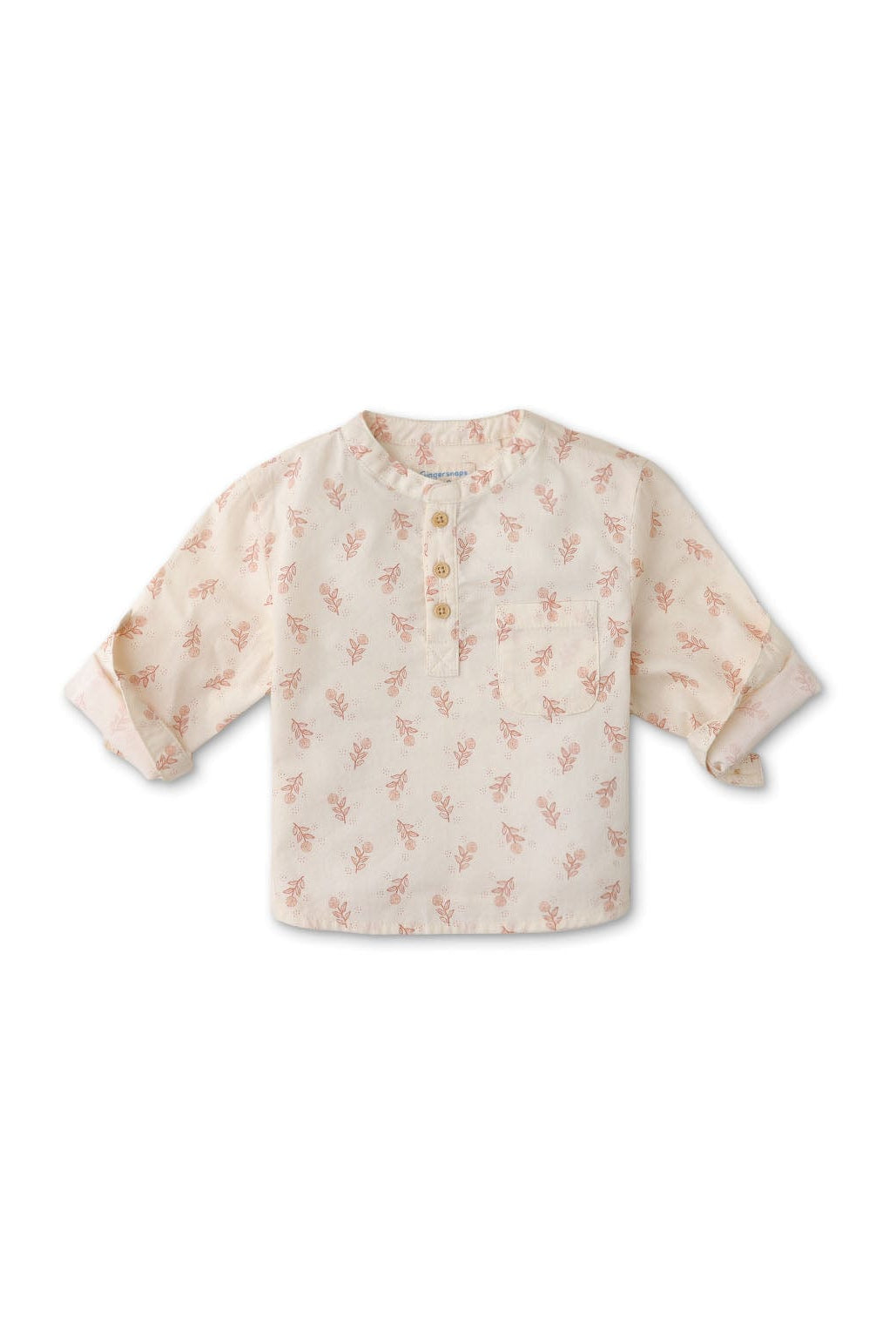 جينجرسنابس قميص بولو منسوج للأولاد الرضع بأزرار أمامية كم طويل بيج