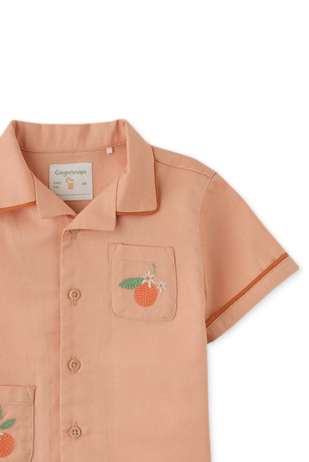 جينجرسنابس قميص بولو بيبي ولاد بأزرار أمامية وجيب أمامي