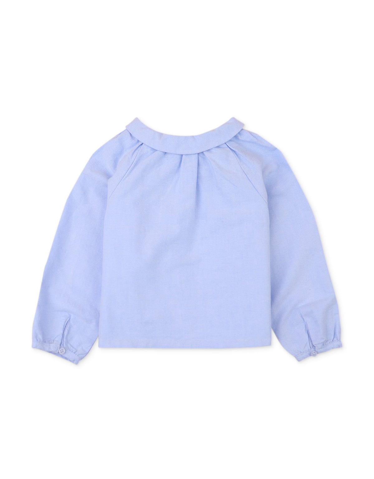 جينجرسنابس بلوزة بناتي رضع سادة بكم طويل ياقة منقوشة أزرق