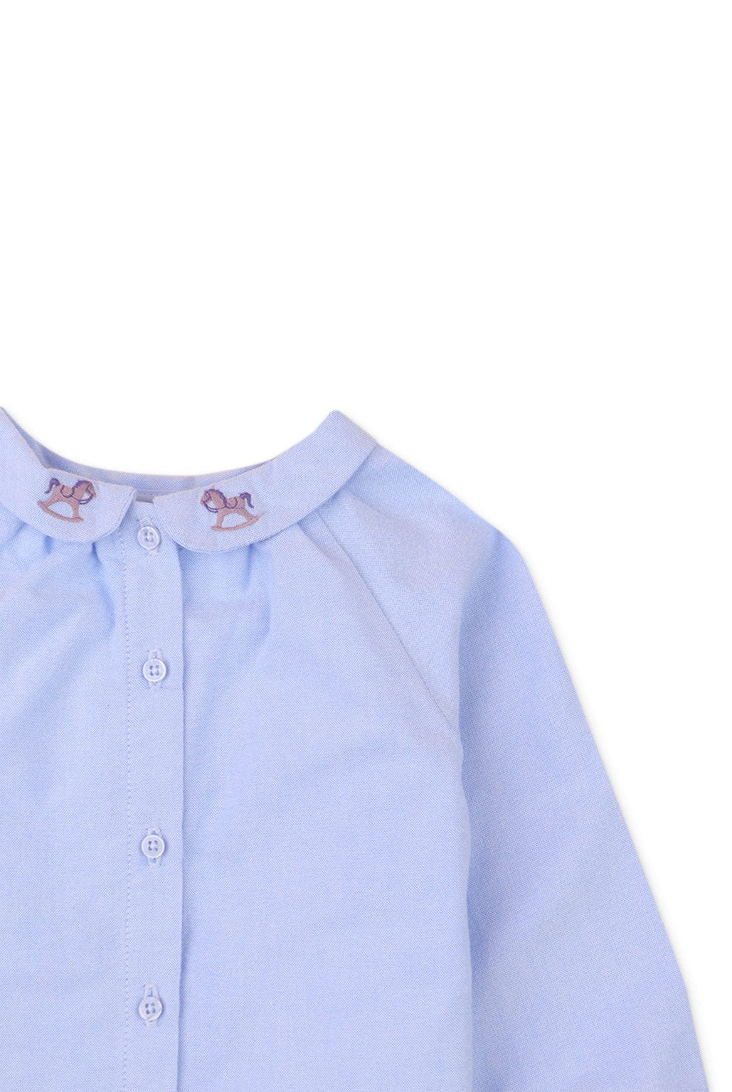 جينجرسنابس بلوزة بناتي رضع سادة بكم طويل ياقة منقوشة أزرق