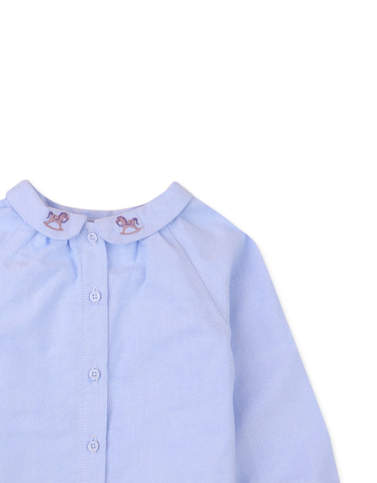 جينجرسنابس بلوزة بناتي رضع سادة بكم طويل ياقة منقوشة أزرق