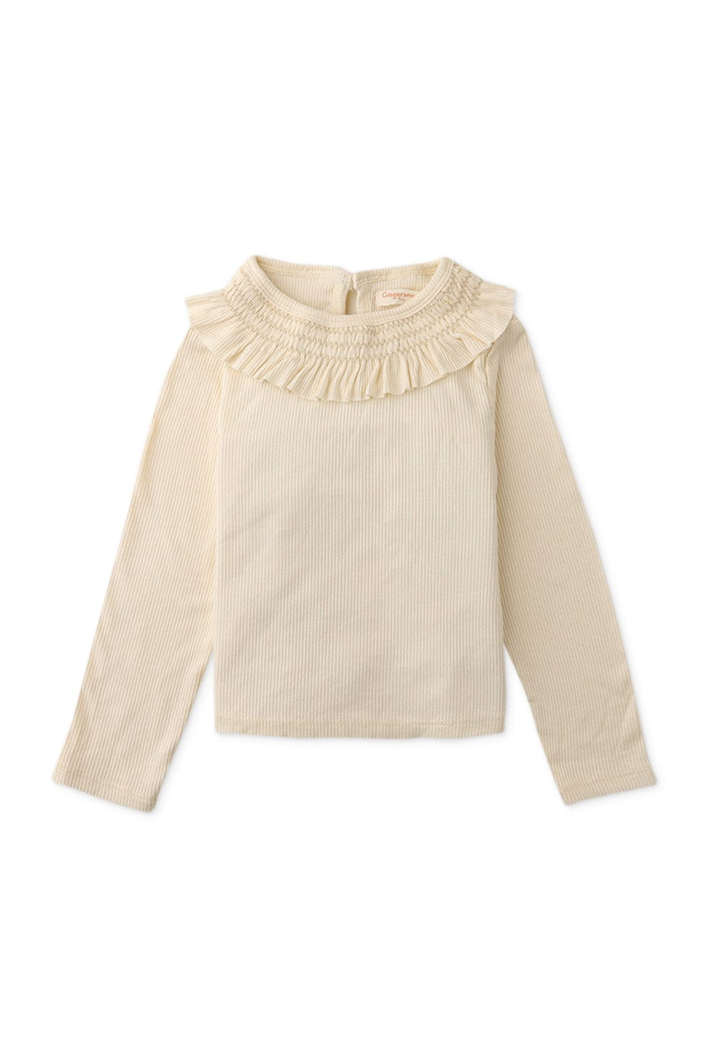 جينجرسنابس بلوزة بناتي رضع مزخرفة عالصدر كم طويل بيج