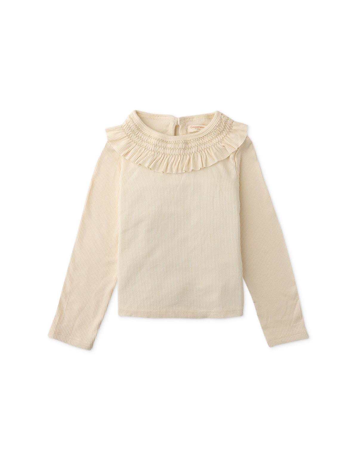 جينجرسنابس بلوزة بناتي رضع مزخرفة عالصدر كم طويل بيج