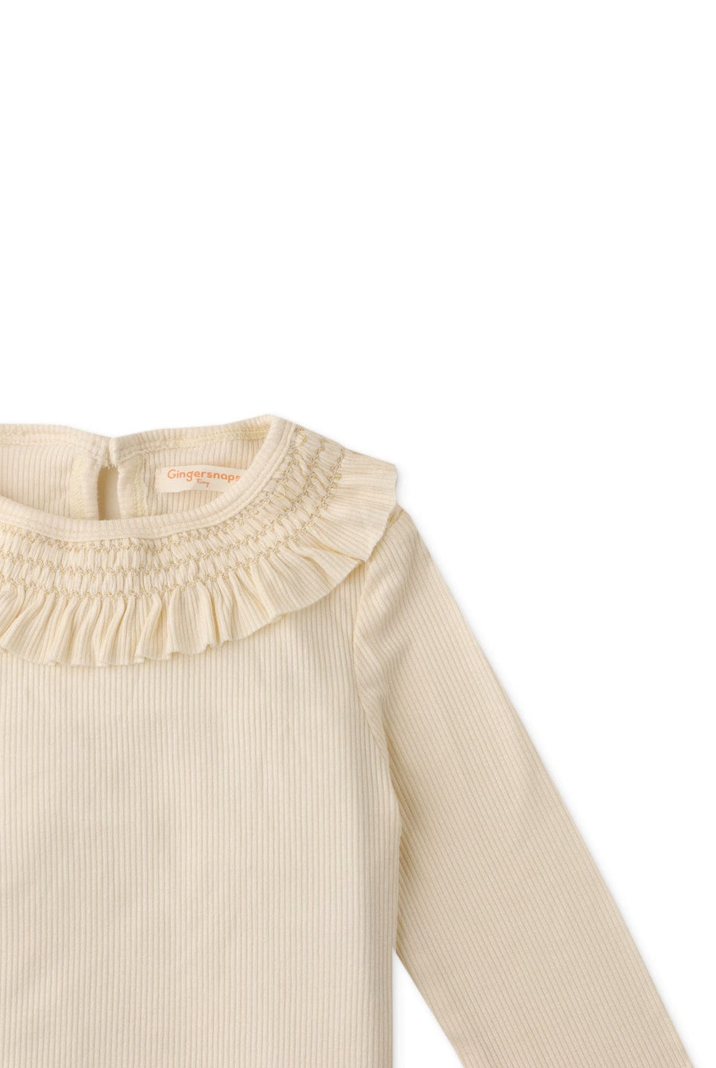 جينجرسنابس بلوزة بناتي رضع مزخرفة عالصدر كم طويل بيج