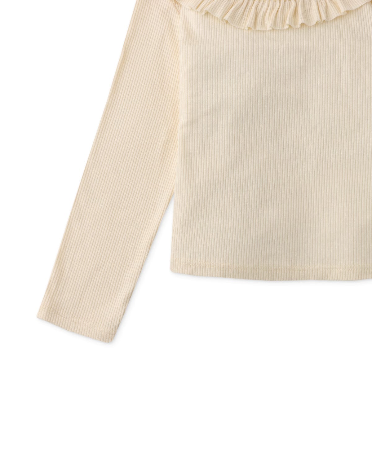 جينجرسنابس بلوزة بناتي رضع مزخرفة عالصدر كم طويل بيج