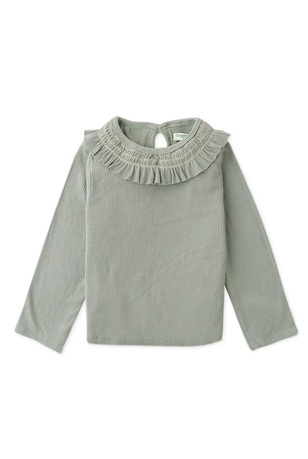 جينجرسنابس بلوزة بناتي رضع مزخرفة عالياقة كم طويل أخضر