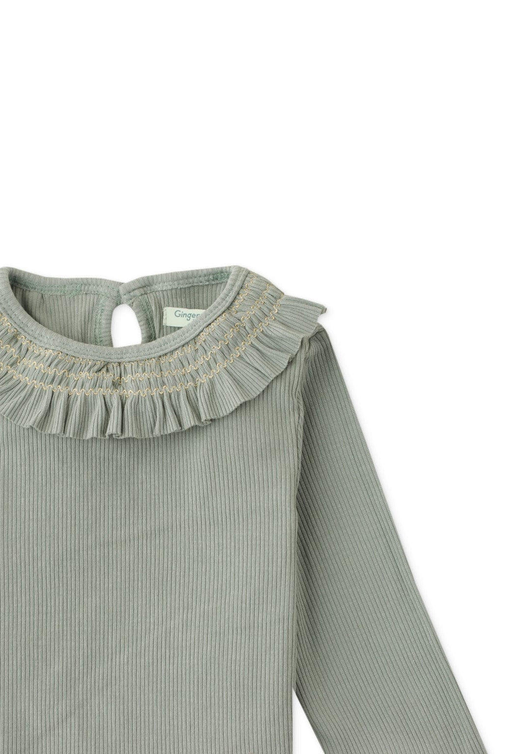 جينجرسنابس بلوزة بناتي رضع مزخرفة عالياقة كم طويل أخضر