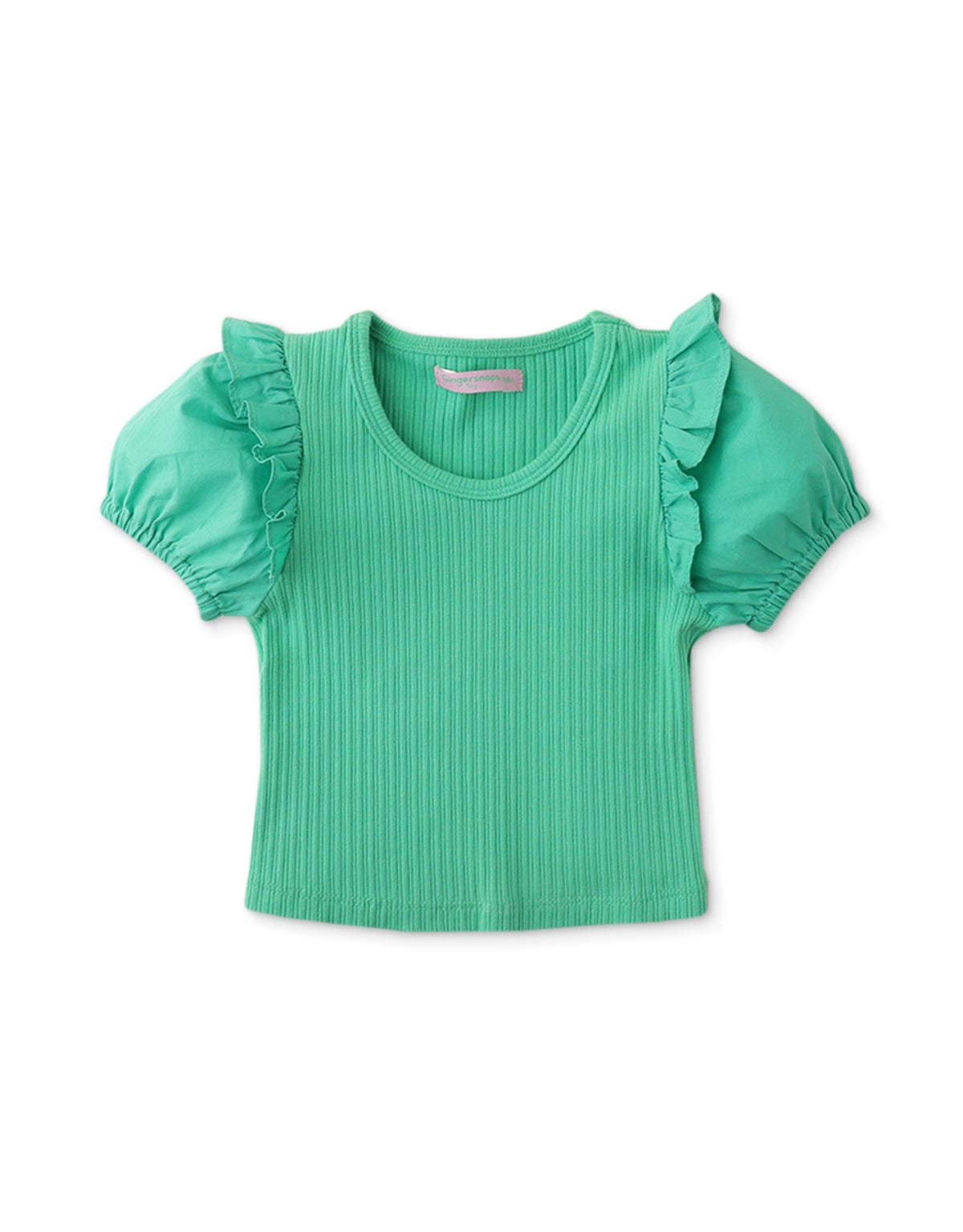 جينجرسنابس بلوزة بناتي رضع سادة نص كم منفوش أخضر