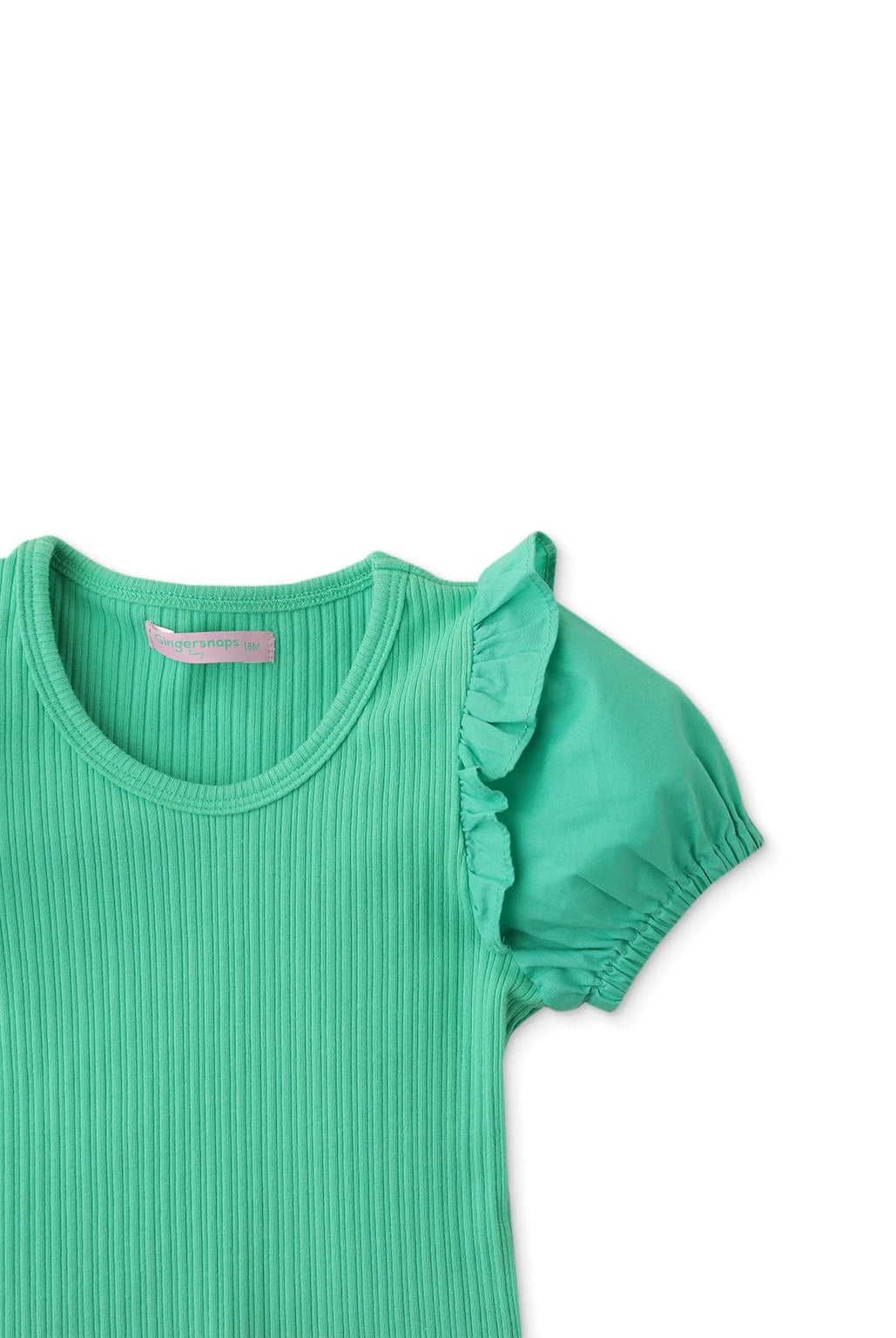 جينجرسنابس بلوزة بناتي رضع سادة نص كم منفوش أخضر