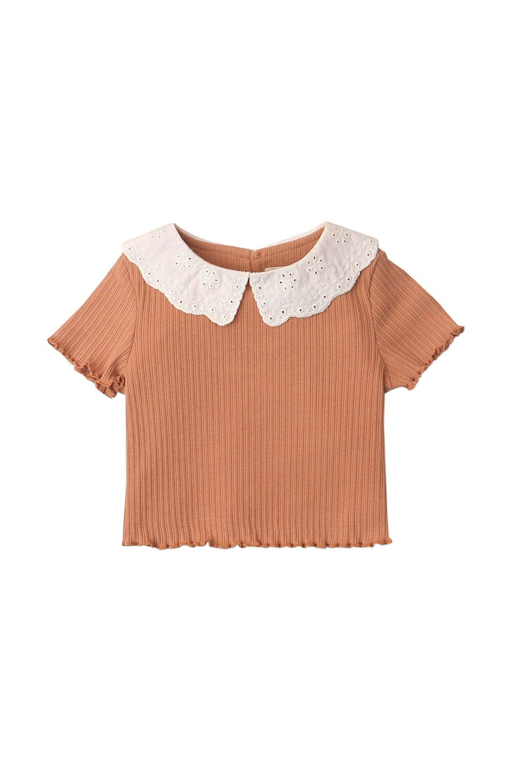 جينجرسنابس بلوزة مضلعة بياقة مخرمة بناتي رضع بني