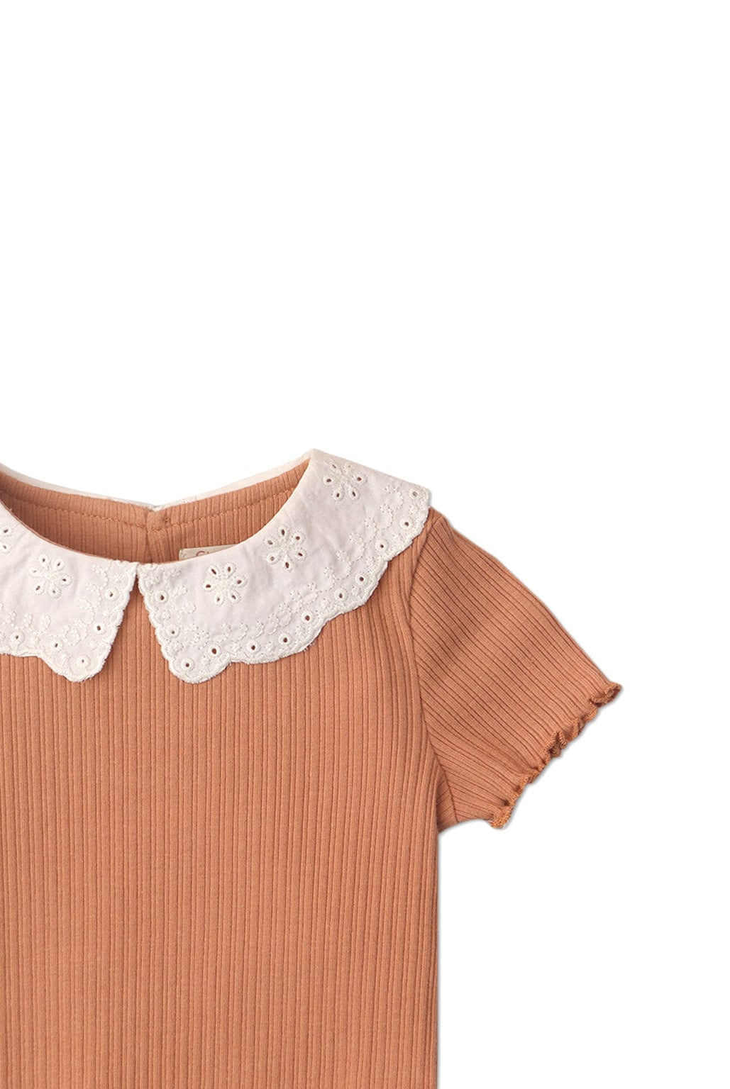 جينجرسنابس بلوزة مضلعة بياقة مخرمة بناتي رضع بني