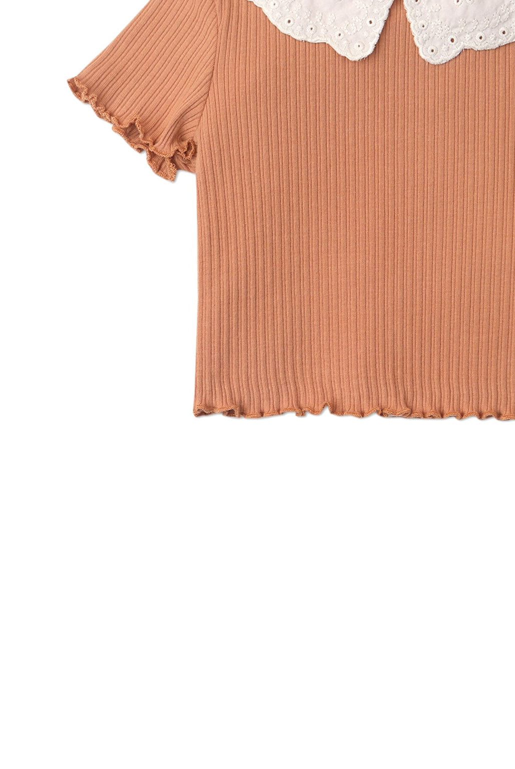 جينجرسنابس بلوزة مضلعة بياقة مخرمة بناتي رضع بني