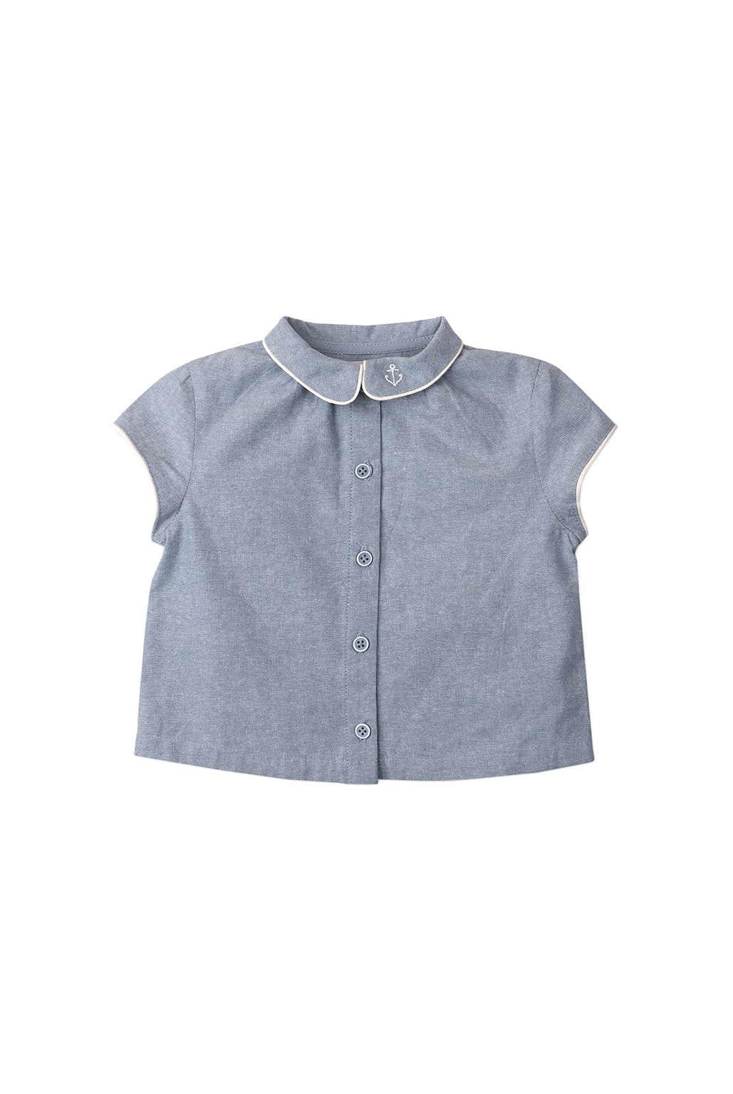 جينجرسنابس بلوزة سادة بأزرار أمامية كم قصير بناتي رضع أزرق