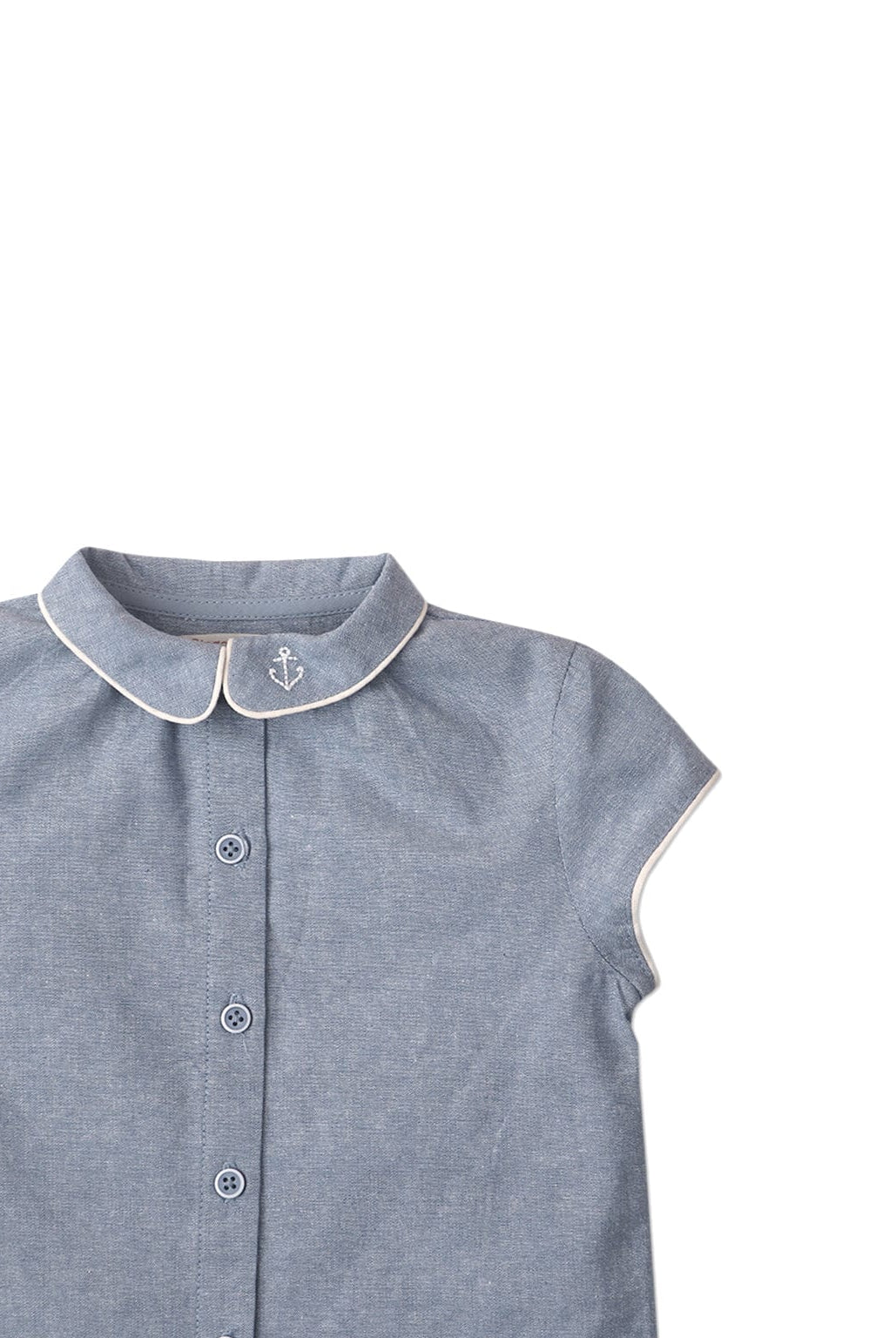 جينجرسنابس بلوزة سادة بأزرار أمامية كم قصير بناتي رضع أزرق