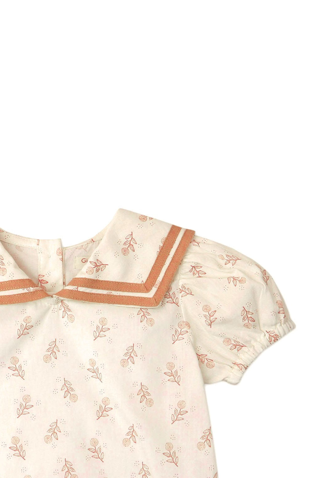 جينجرسنابس بلوزة منقوشة بف بياقة مخططة بناتي رضع أوف وايت