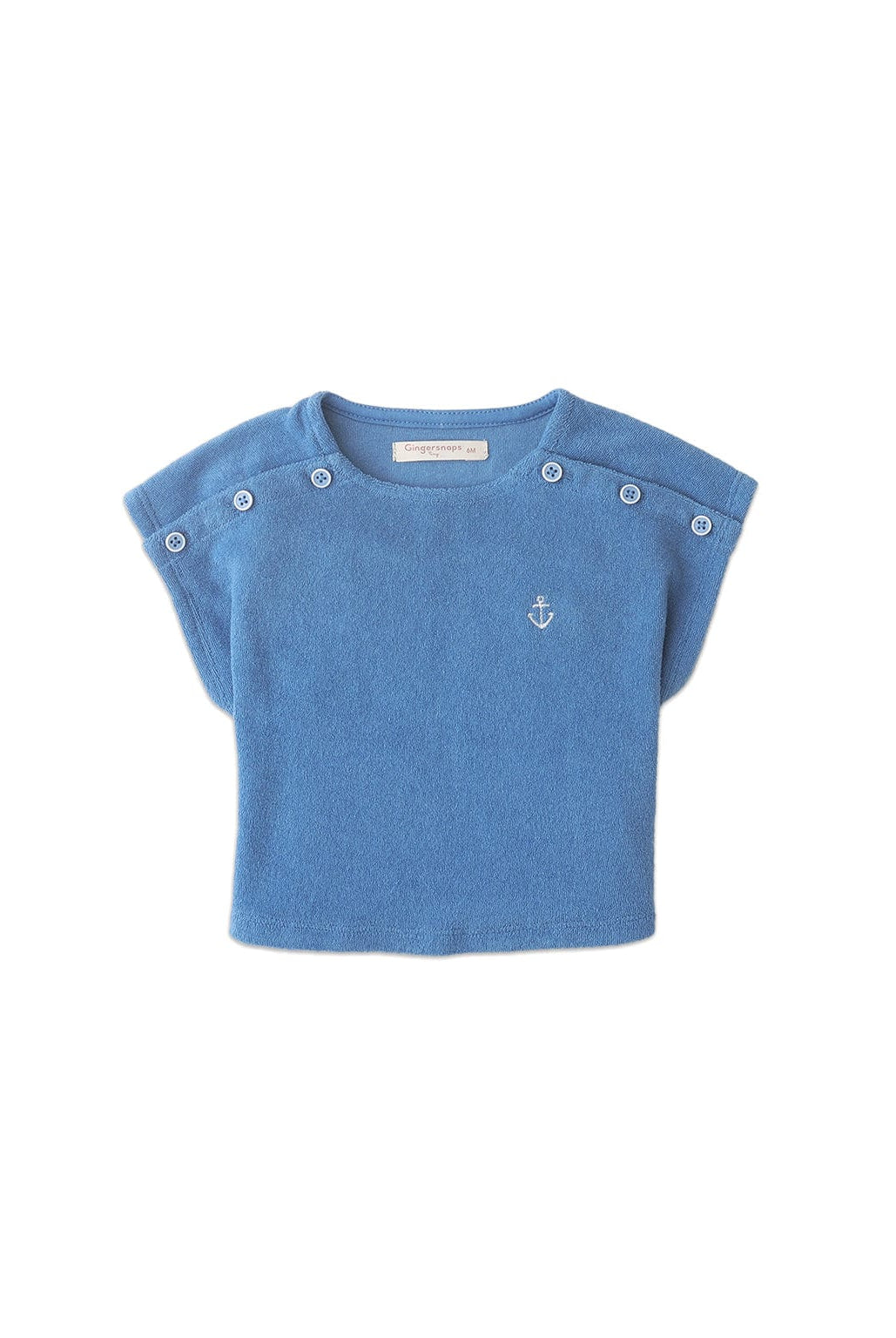 جينجرسنابس بلوزة سادة بأزرار على الكتف سادة بناتي رضع أزرق