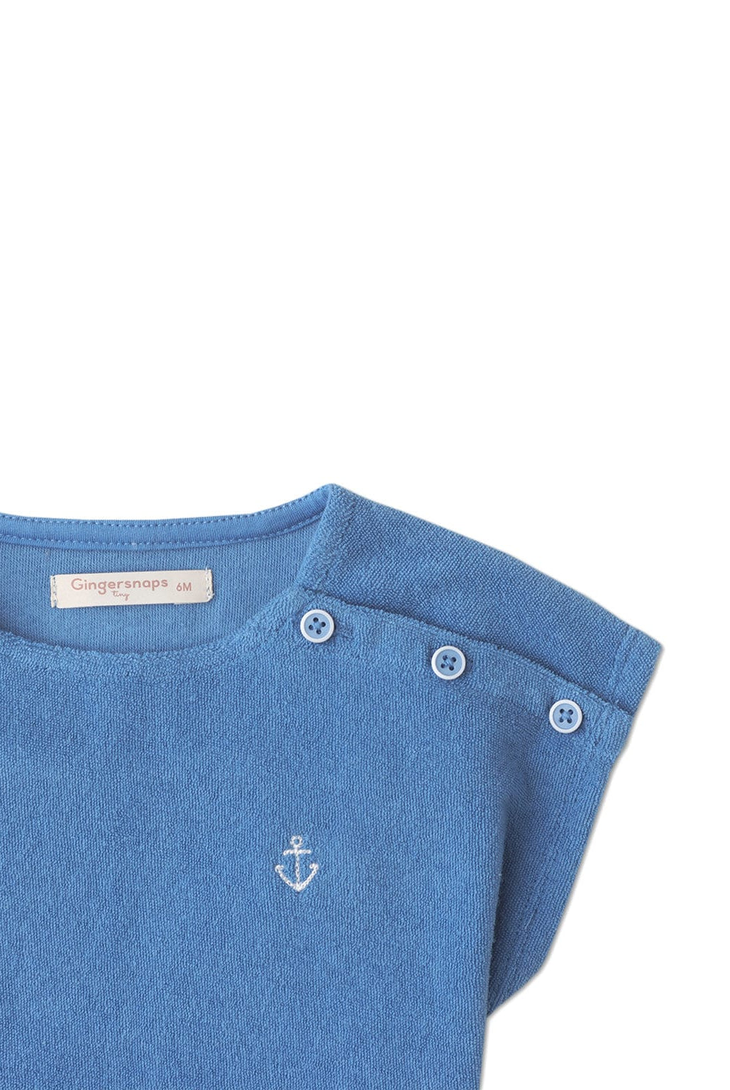 جينجرسنابس بلوزة سادة بأزرار على الكتف سادة بناتي رضع أزرق