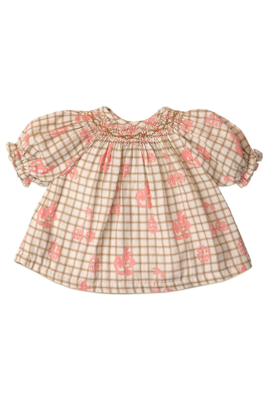 جينجرسنابس بلوزة مربعات موردة نص كم بف بيبي بناتي متعدد الألوان