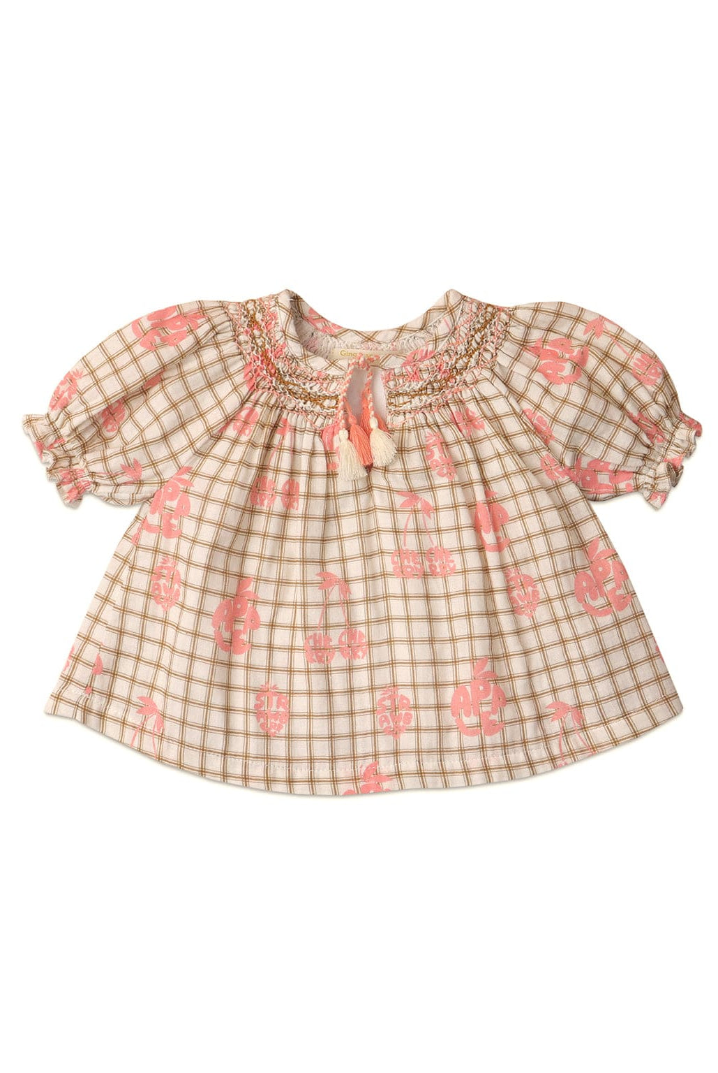 جينجرسنابس بلوزة مربعات موردة نص كم بف بيبي بناتي متعدد الألوان