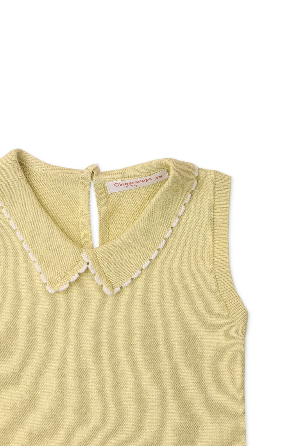 جينجرسنابس بلوزة بيبي بنات سادة مضلعة كت بياقة مكشكشة أصفر