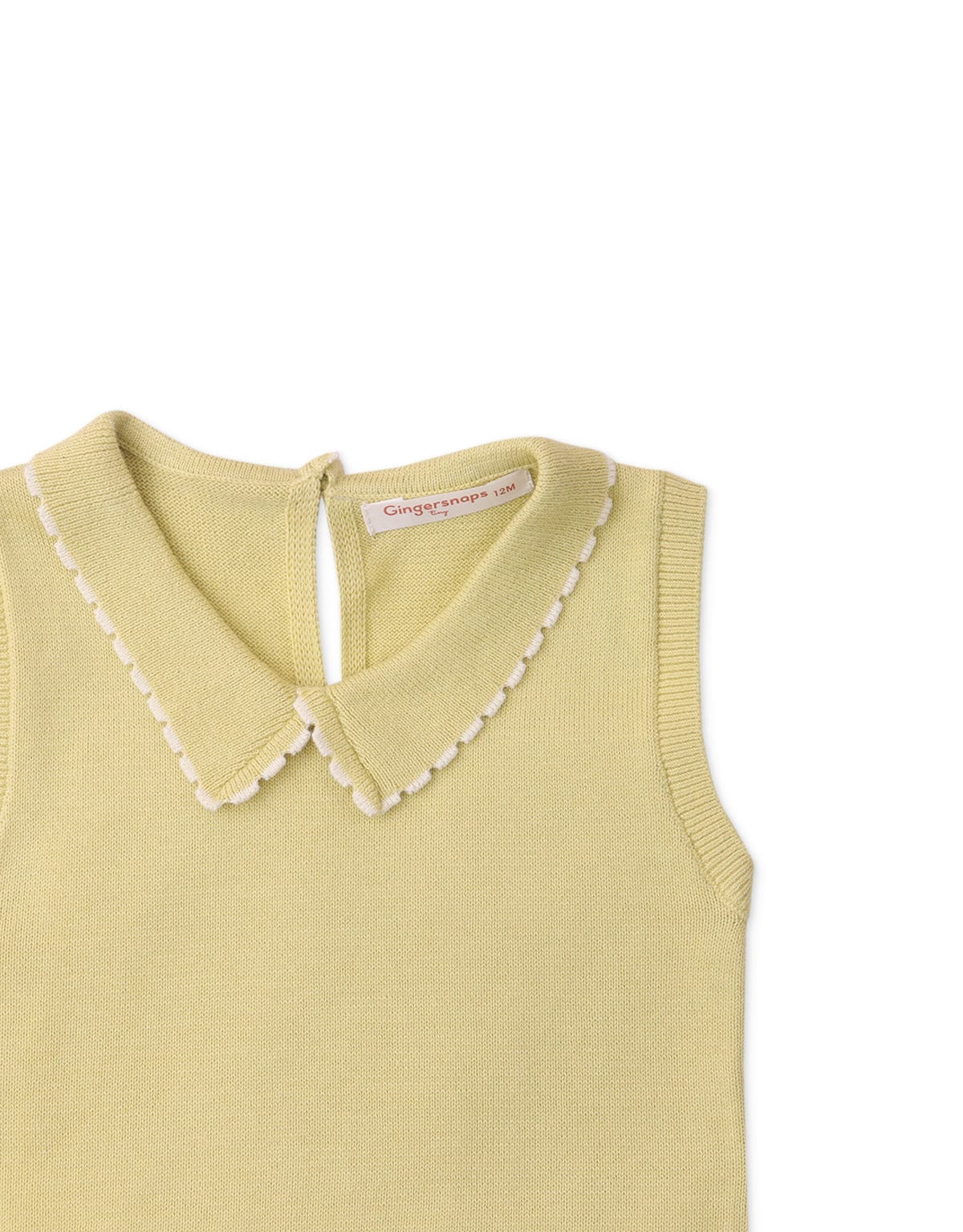 جينجرسنابس بلوزة بيبي بنات سادة مضلعة كت بياقة مكشكشة أصفر