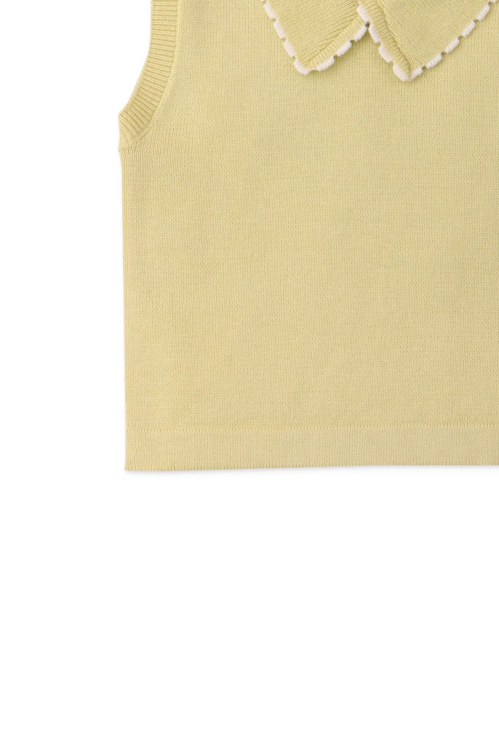 جينجرسنابس بلوزة بيبي بنات سادة مضلعة كت بياقة مكشكشة أصفر