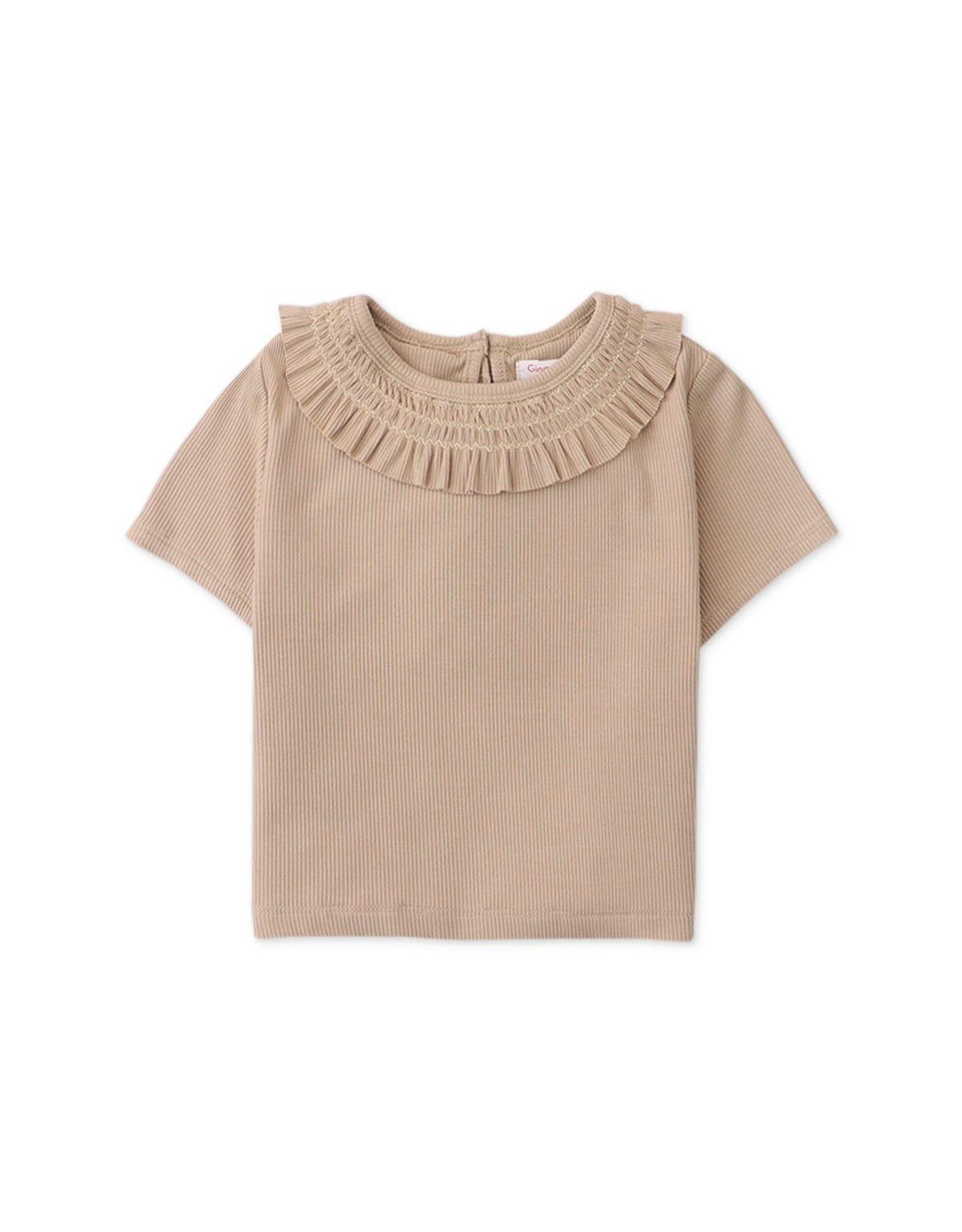 جينجرسنابس بلوزة بيبي بنات سادة نص كم مكشكشة بيج