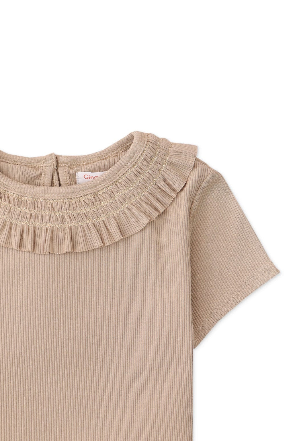 جينجرسنابس بلوزة بيبي بنات سادة نص كم مكشكشة بيج