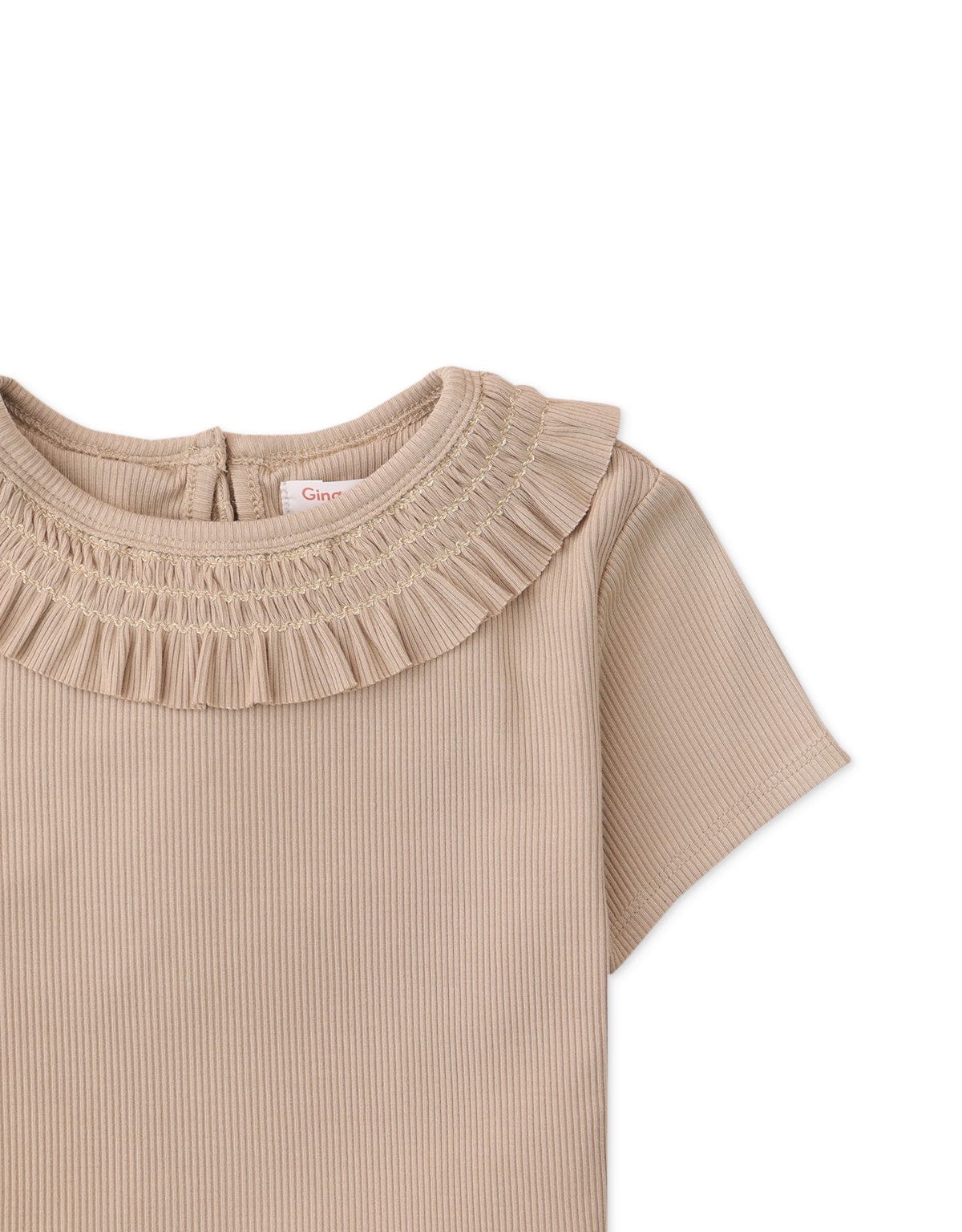 جينجرسنابس بلوزة بيبي بنات سادة نص كم مكشكشة بيج