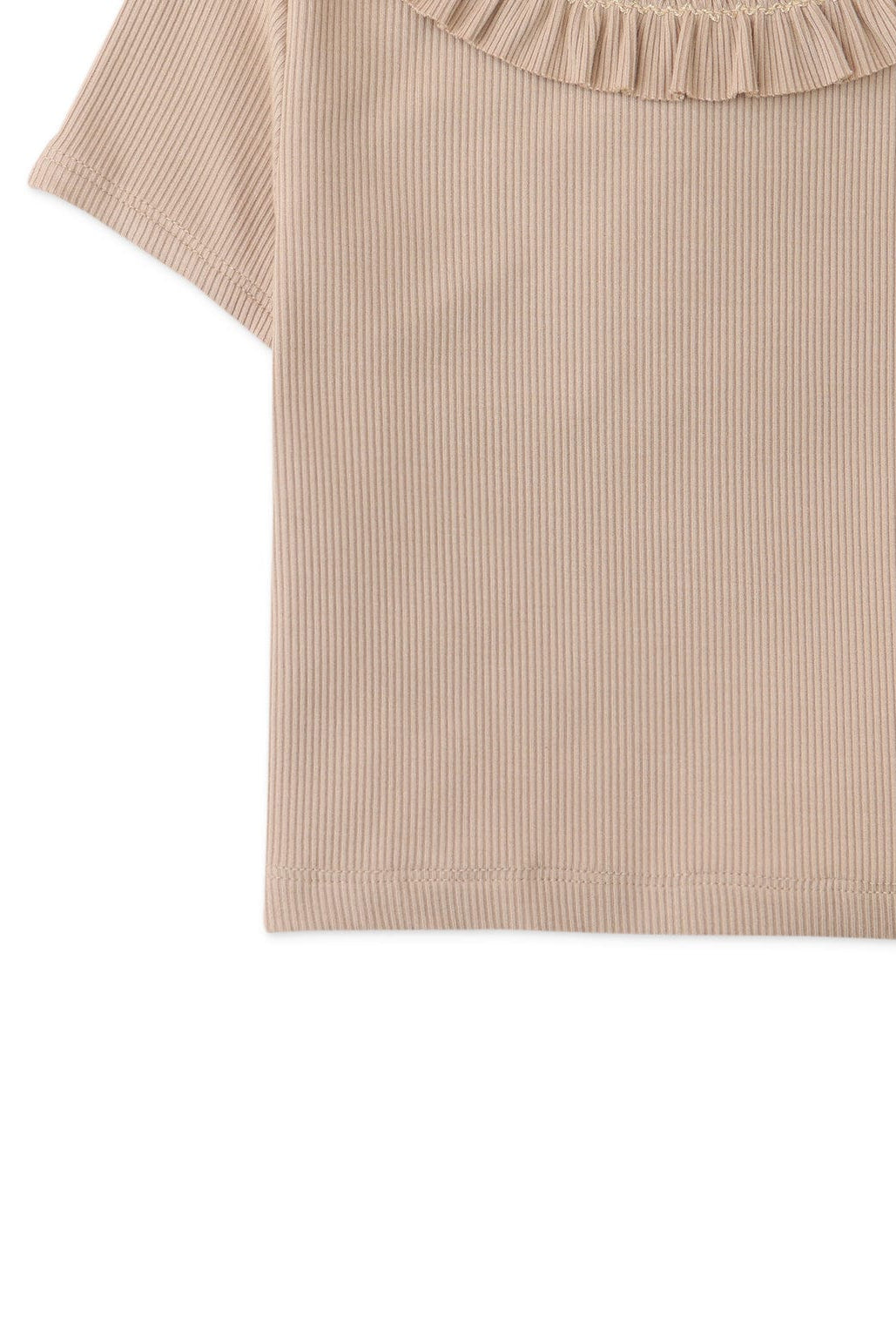 جينجرسنابس بلوزة بيبي بنات سادة نص كم مكشكشة بيج