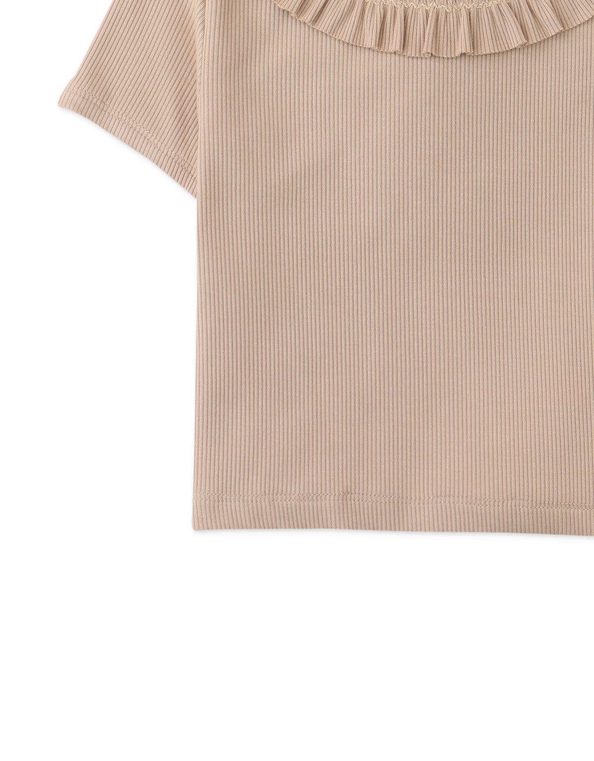 جينجرسنابس بلوزة بيبي بنات سادة نص كم مكشكشة بيج