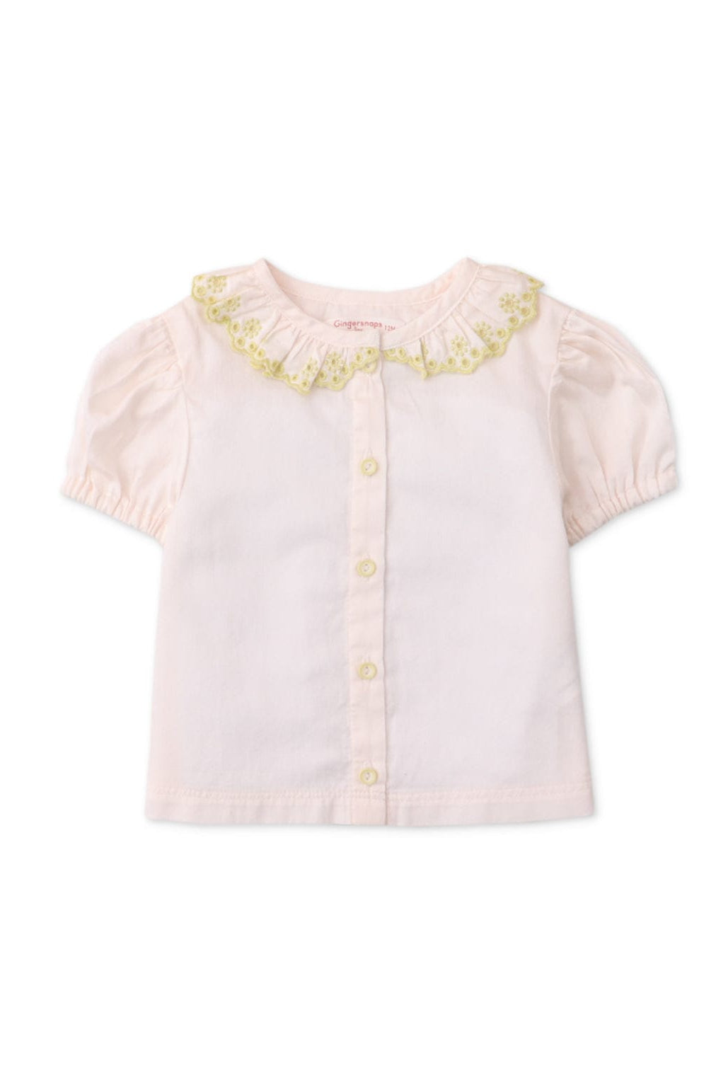 جينجرسنابس بلوزة سادة بأزرار أمامية نص كم بف بيبي بناتي أوف وايت