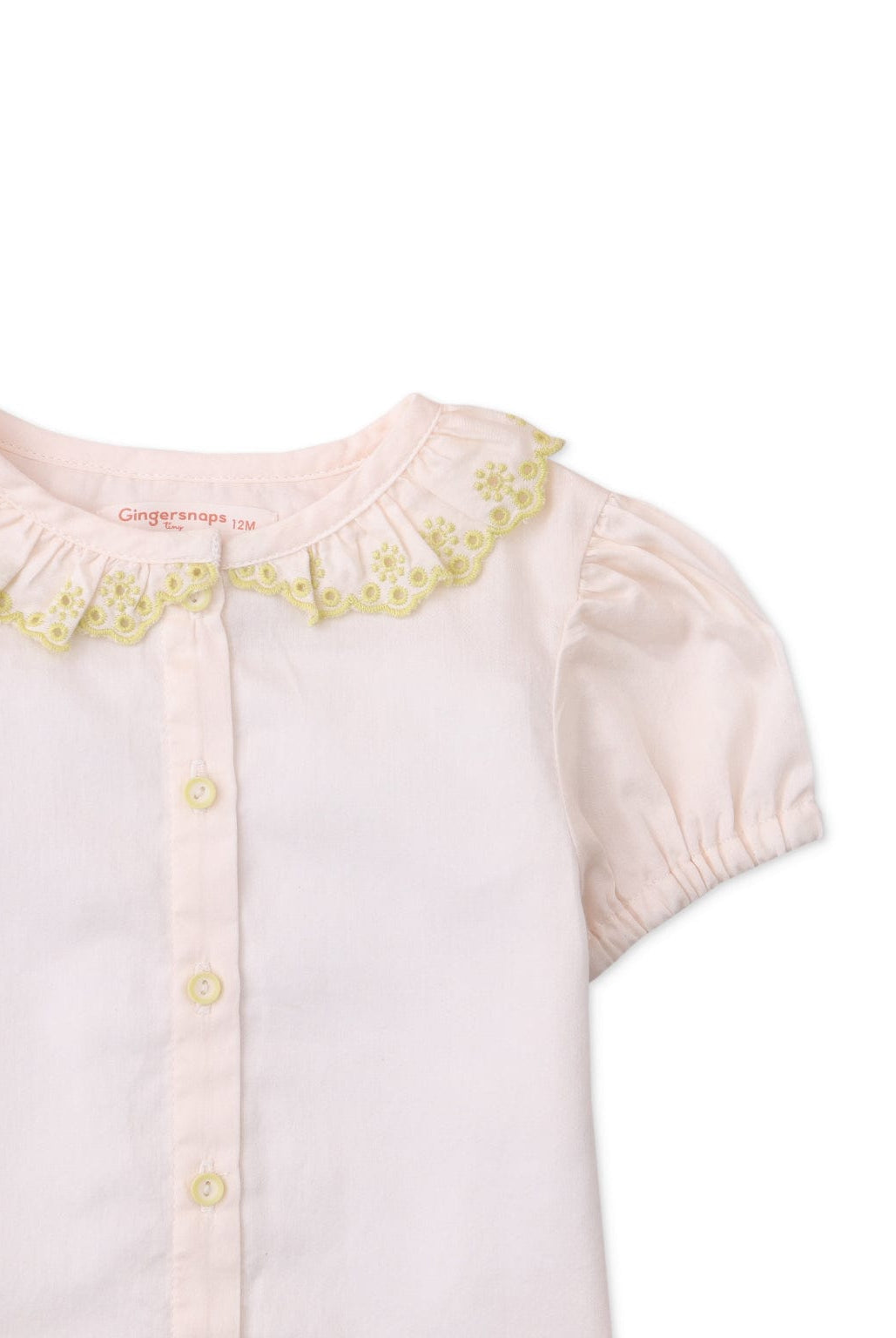 جينجرسنابس بلوزة سادة بأزرار أمامية نص كم بف بيبي بناتي أوف وايت